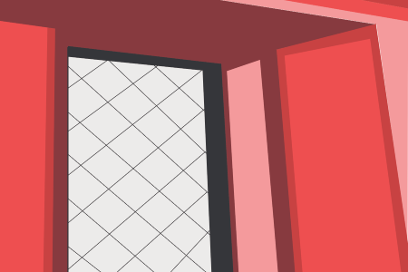 Project of buildings around USF campus in monochrome pink and red colors redrawn in Adobe Illustrator.